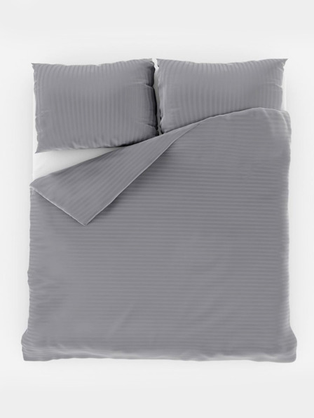 Kvalitex Satin-Bettwäsche mit Streifen, verlängert 140x220, 70x90cm HELLGRAU