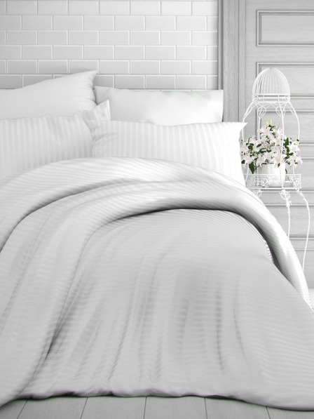Kvalitex Satin-Bettwäsche mit Streifen 140x200, 70x90cm WEISS