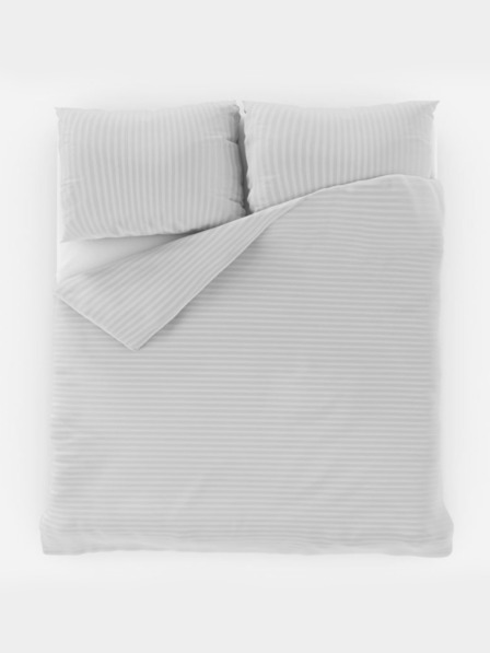 Kvalitex Satin-Bettwäsche mit Streifen 140x200, 70x90cm WEISS