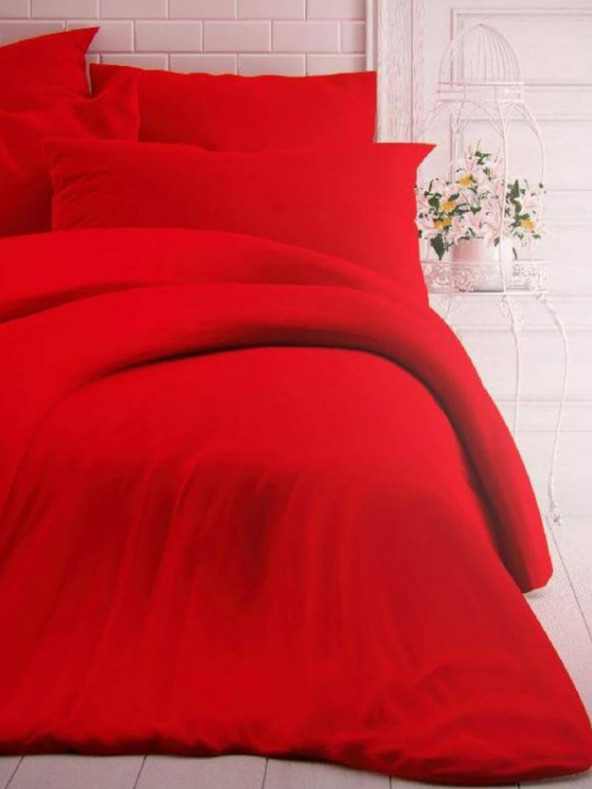 Kvalitex Französische einfarbige Baumwoll-Bettwäsche 240x200, 70x90cm Rot