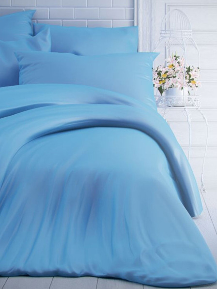Kvalitex French Solid Cotton Bedding 240x200, 70x90cm blue