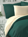 Kvalitex Satin-Französische Bettwäsche LUXURY COLLECTION 1+2, 200x200, 70x90cm dunkelgrün / creme