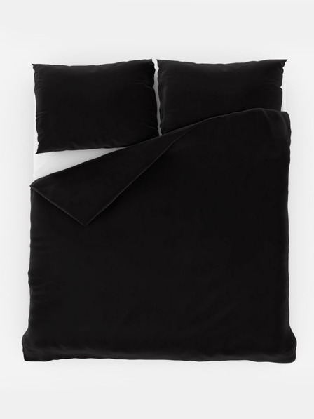 Kvalitex Französische einfarbige Baumwoll-Bettwäsche 240x200, 70x90cm Schwarz