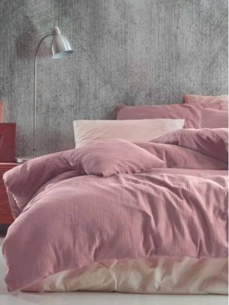 Kvalitex Französische Musselin-Bettwäsche 240x220, 70x90cm rosa Kvalitex
