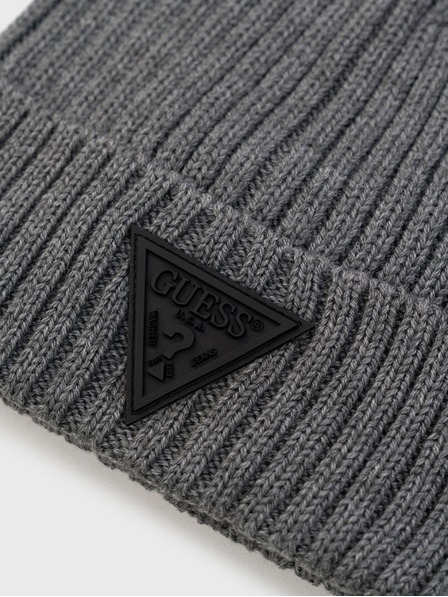 Guess Jeans Graue Wintermütze Guess Triangle Logo