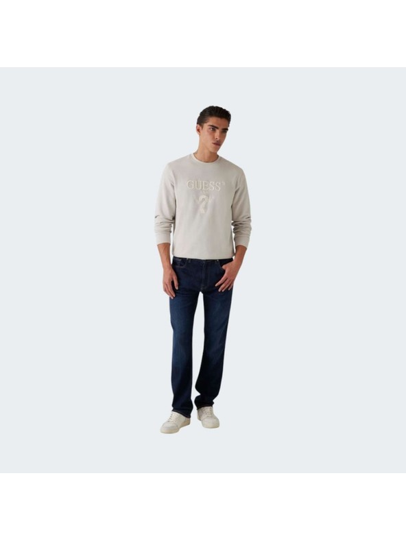 Guess Jeans Herren Ecru Hoodie mit gesticktem Logo Guess Jeans