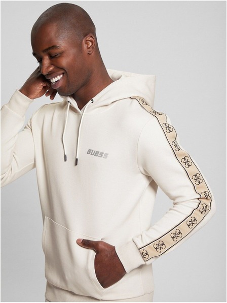 Guess Jeans Herren Beige Hoodie Guess Eco Mickey Quattro G Hoodie