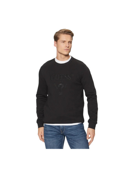 Guess Jeans Herren Schwarzer Hoodie mit gesticktem Logo Guess Jeans