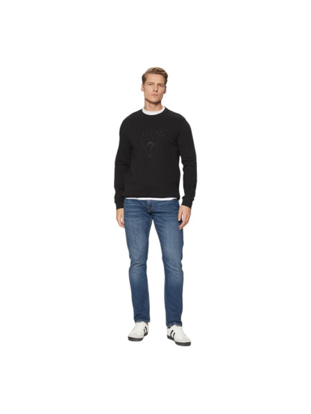 Guess Jeans Herren Schwarzer Hoodie mit gesticktem Logo Guess Jeans
