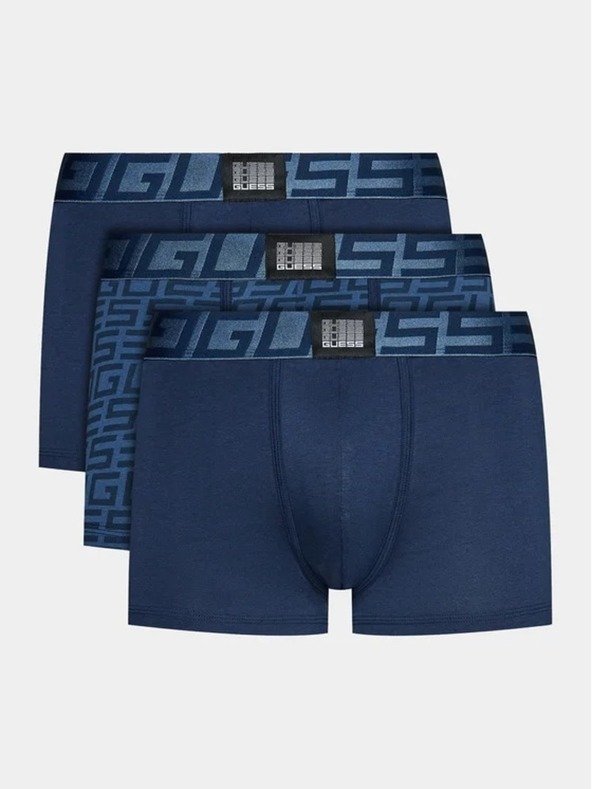 Guess Jeans Set dunkelblauer Herren Boxershorts Guess Jeans Underwear 3er-Pack P7CJ G Quadrate Blue