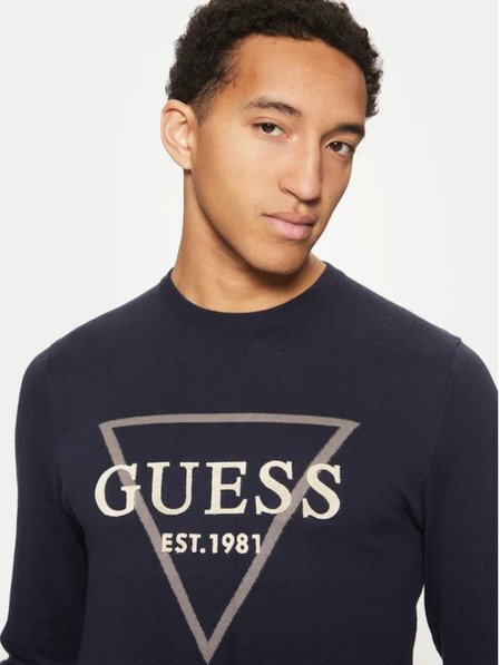Guess Jeans Herren dunkelblauer Pullover Big Triangle Logo Guess jeans