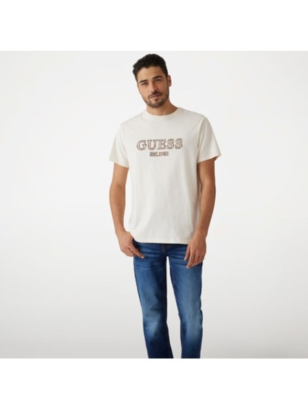 Guess Jeans Herren weißes T-Shirt mit Guess jeans Aufdruck