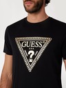 Guess Jeans Herren schwarzes T-Shirt mit Ketten-Dreiecks-Logo Guess jeans