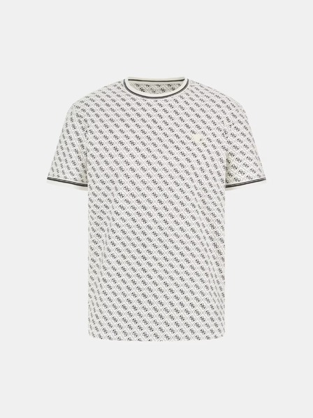 Guess Jeans Herren Weißes T-Shirt mit Muster Guess Jeans T-Shirt Salt White