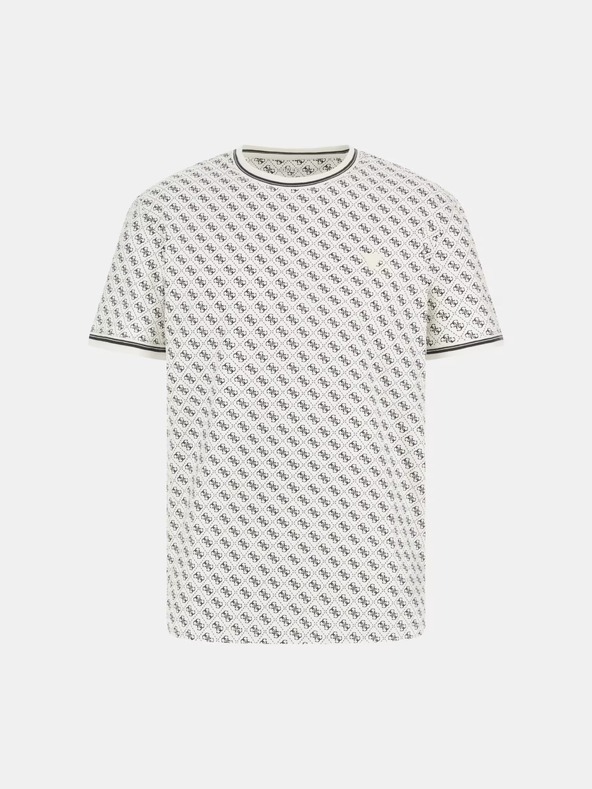 Guess Jeans Herren Weißes T-Shirt mit Muster Guess Jeans T-Shirt Salt White