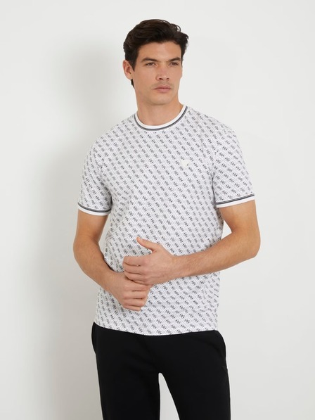 Guess Jeans Herren Weißes T-Shirt mit Muster Guess Jeans T-Shirt Salt White