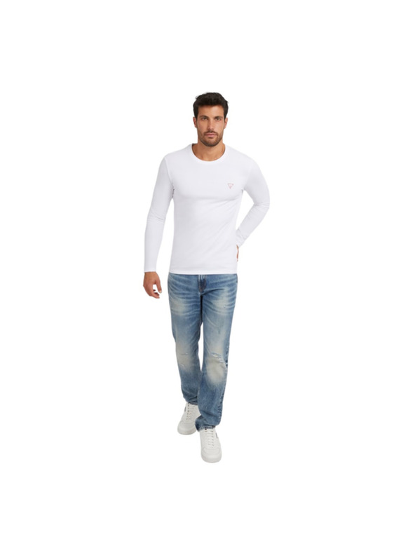 Guess Jeans Herren Weißes Langarm T-Shirt von Guess Jeans