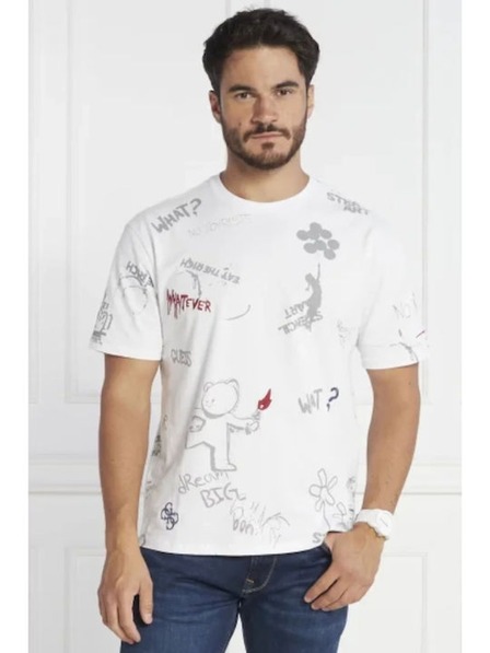 Guess Jeans Herren Weißes T-Shirt mit Print Guess Art Print
