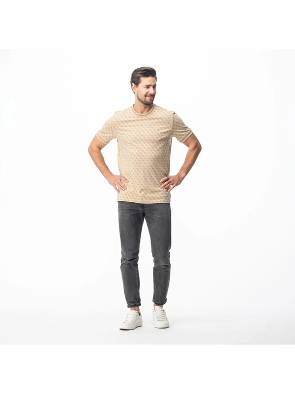 Guess Jeans Herren Beiges T-Shirt 4G von Guess Jeans