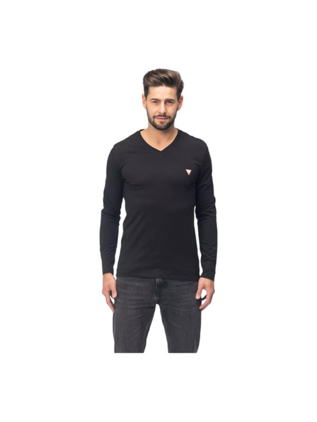 Guess Jeans Herren Schwarzes Langarm T-Shirt V-Neck von Guess Jeans