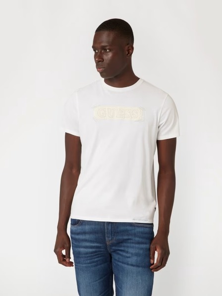 Guess Jeans Herren Weißes T-Shirt Guess Logo