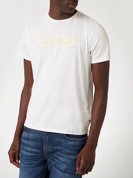 Guess Jeans Herren Weißes T-Shirt Guess Logo