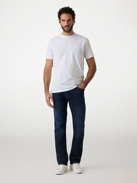Guess Jeans Herren Weißes T-Shirt mit Pfingstrosen-Print von Guess Jeans