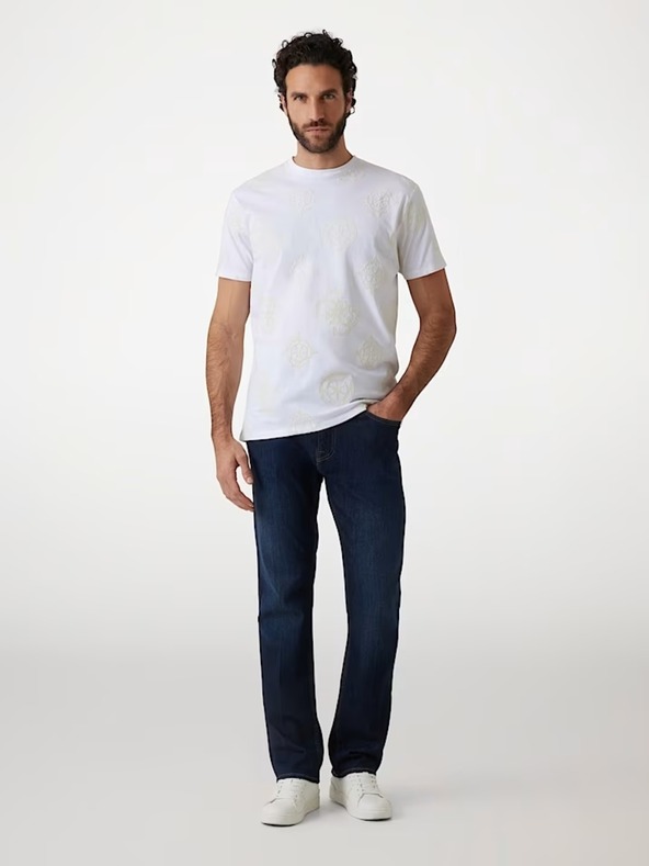 Guess Jeans Herren Weißes T-Shirt mit Pfingstrosen-Print von Guess Jeans