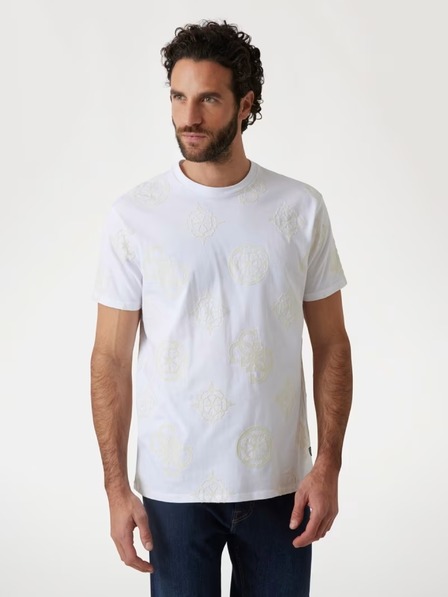 Guess Jeans Herren Weißes T-Shirt mit Pfingstrosen-Print von Guess Jeans