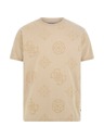 Guess Jeans Herren Beiges T-Shirt mit Pfingstrosen-Print von Guess Jeans