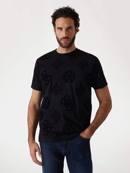 Guess Jeans Herren Schwarzes T-Shirt mit Pfingstrosen-Print von Guess Jeans