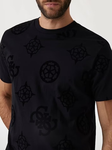 Guess Jeans Herren Schwarzes T-Shirt mit Pfingstrosen-Print von Guess Jeans