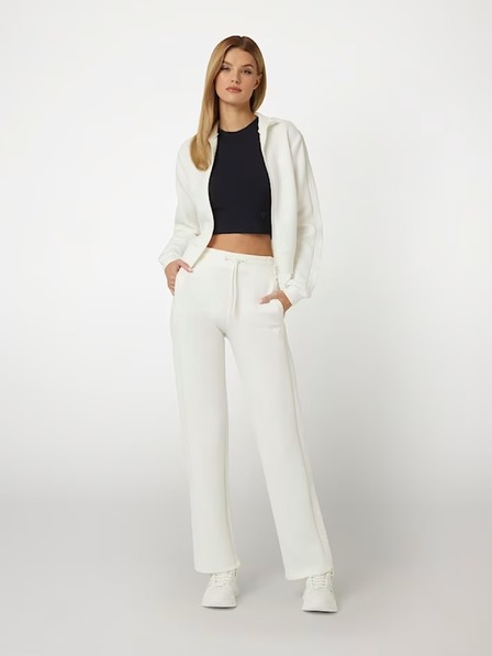 Guess Jeans Damen Weiße Jogginghose mit Seitenlogo Guess Jeans