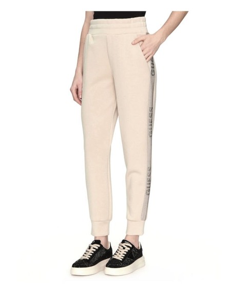 Guess Jeans Damen Beige Jogginghose mit Zierstreifen Guess Jeans