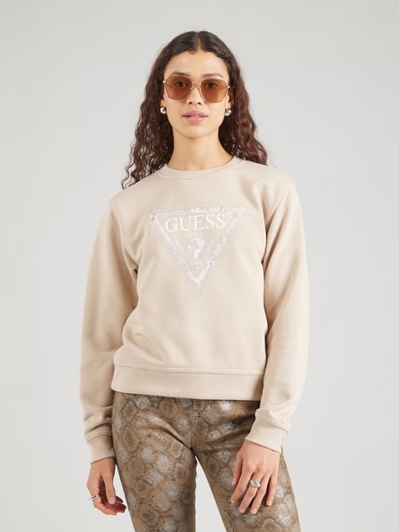 Guess Jeans Damen beige Jacke Python Big Triangle Logo Guess Jeans
