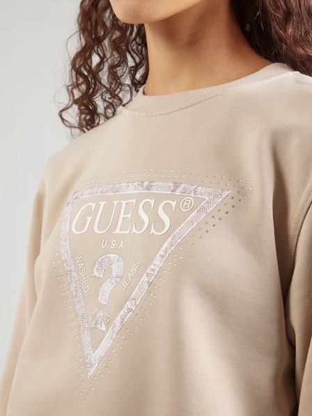 Guess Jeans Damen beige Jacke Python Big Triangle Logo Guess Jeans