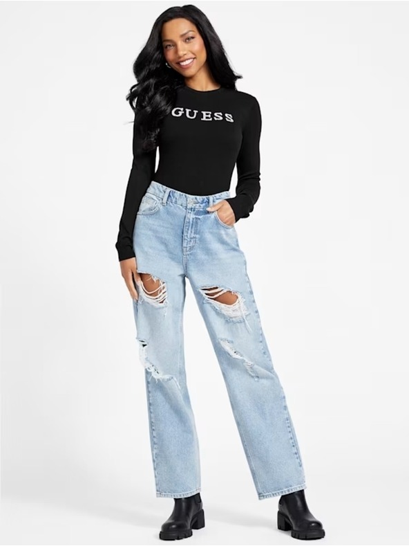 Guess Jeans Damen schwarzer Pullover jblk Guess Jeans