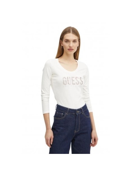 Guess Jeans Damen weißes T-Shirt Python Guess Jeans