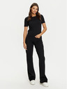 Guess Jeans Damen schwarzes geripptes T-Shirt kclh0 Guess Jeans