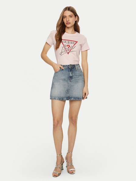 Guess Jeans Damen hellrosa T-Shirt Love Guess Jeans