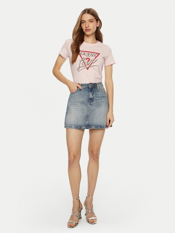 Guess Jeans Damen hellrosa T-Shirt Love Guess Jeans