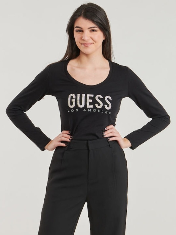Guess Jeans Damen Schwarzes T-Shirt Python von Guess Jeans