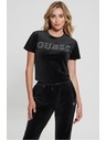 Guess Jeans Damen Schwarzes T-Shirt Velvet Logo von Guess Jeans