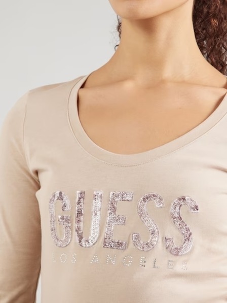 Guess Jeans Damen Beiges T-Shirt Python von Guess Jeans