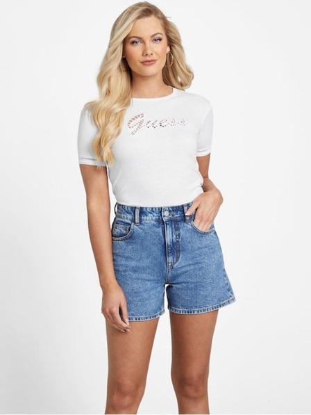 Guess Jeans Damen Weißes T-Shirt Guess Blouse Cotton