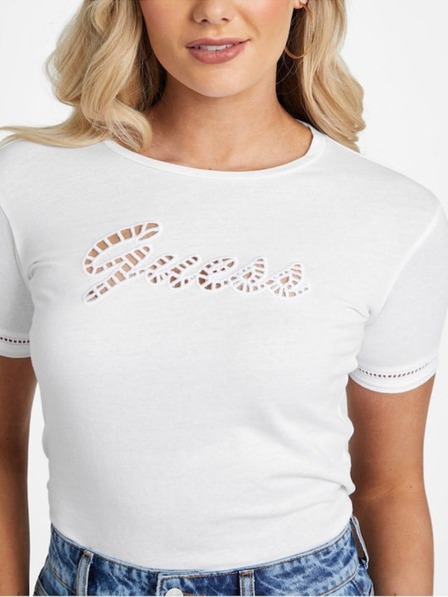 Guess Jeans Damen Weißes T-Shirt Guess Blouse Cotton