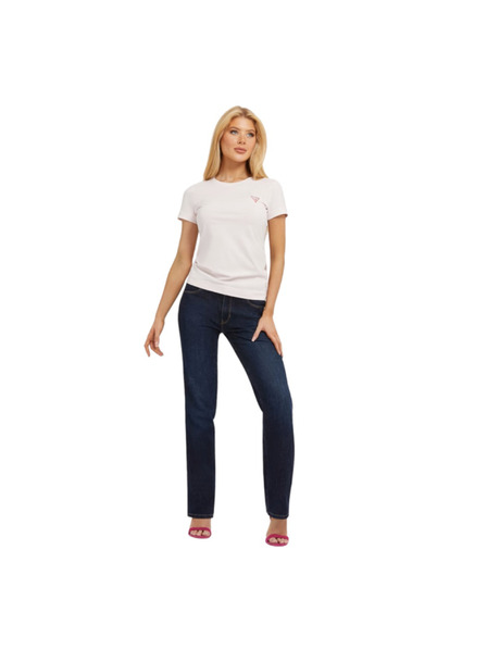 Guess Jeans Damen Hellrosa T-Shirt mit Mini-Dreieckslogo von Guess Jeans