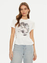 Guess Jeans Damen Weißes T-Shirt Eco Duchess mit grafischem Korsett von Guess Jeans
