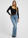 Guess Jeans Damen Schwarzes Langarm-T-Shirt mit Knöpfen von Guess Jeans