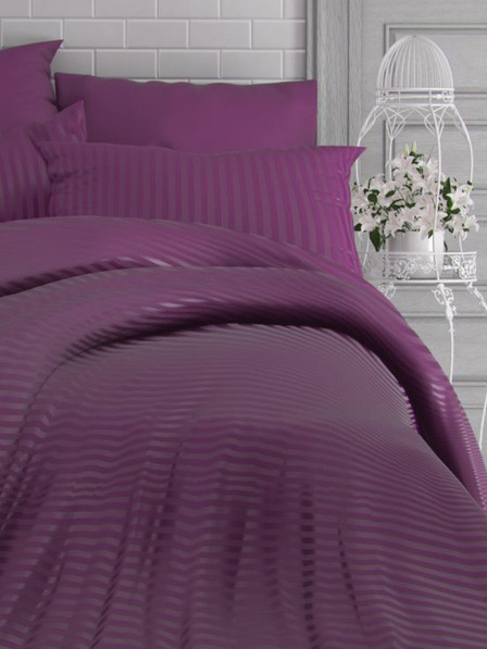 Kvalitex Satinbettwäsche mit Streifen 140x220, 70x90cm PURPLE